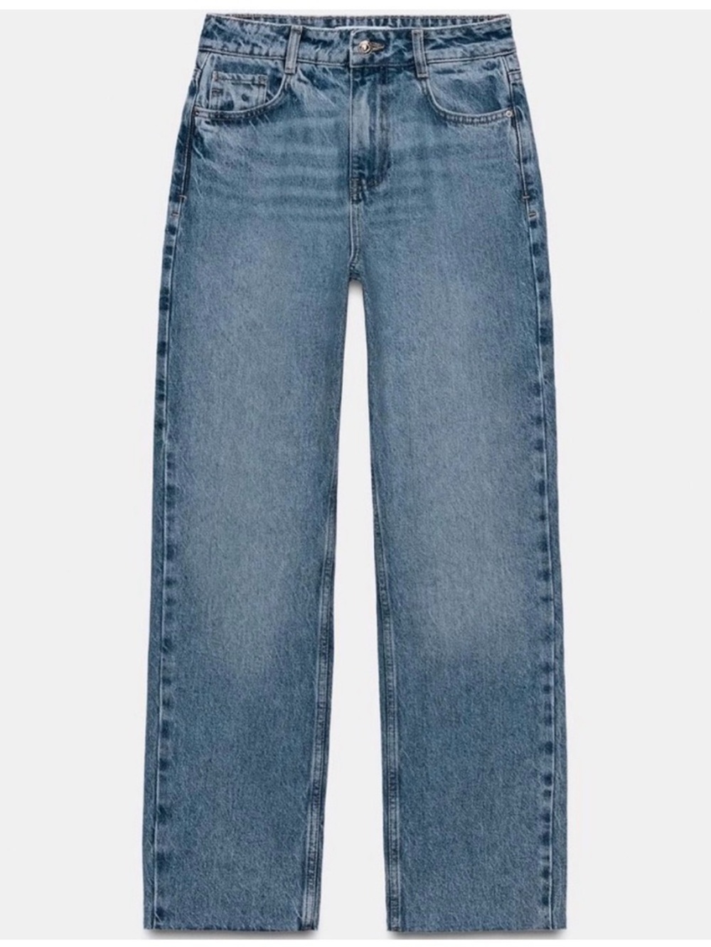 Zara Straight-Leg Jeans in Light Blue Wash